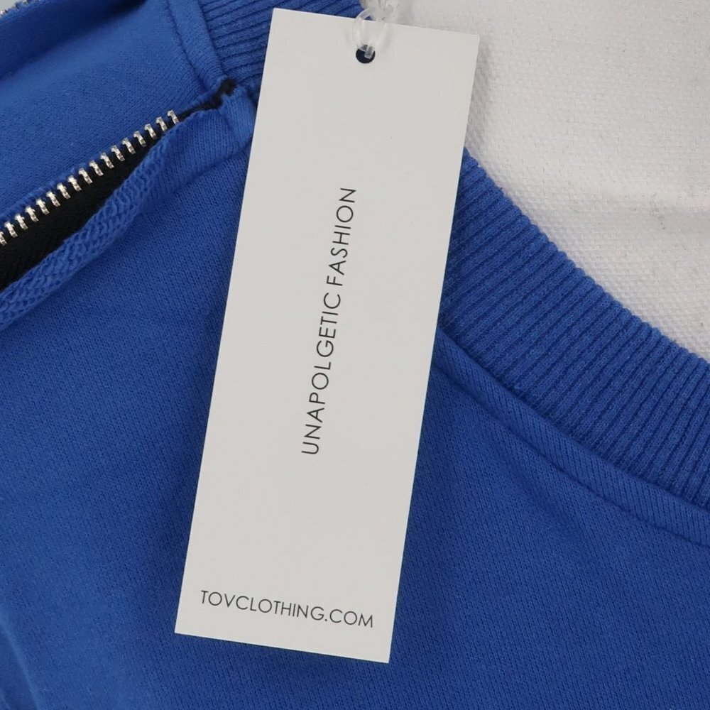 Tov Holy Blue Sweatshirt Dress w Zipper Detail Size 42-Oversized Large  NWT - Picture 14 of 16